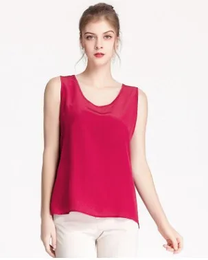 Женский жилет из крепдешина 2021 шелка с круглым вырезом на подтяжках тутового