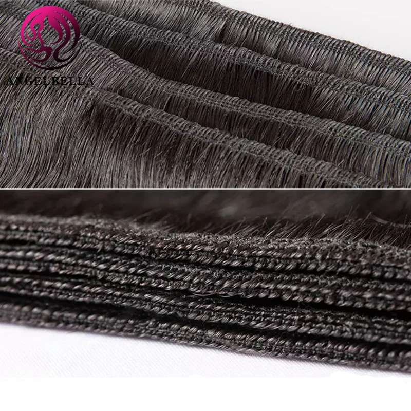

Angelbella 3pcs 100% Brazilian Human Hair Bundles With 4x4 Lace Closure Natural Hair Color Straight Remy Hair Bundl With Closur