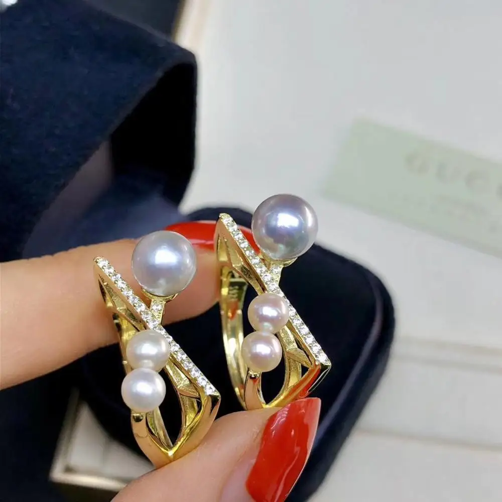 

New Arrival 925 Silver Finger Ring Mounts Adjustable Resizable Findings Component Jewelry Parts Fittings Accessories for Pearls