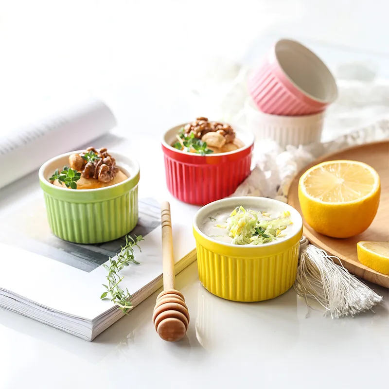 Японское керамическое суфле чаша для выпечки пудинга конфетных цветов печь