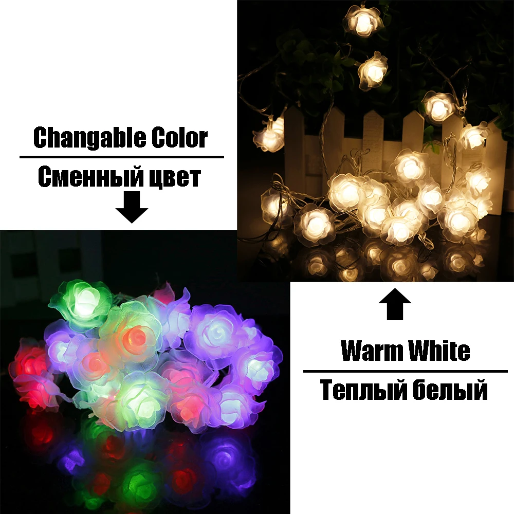 20 светодиодный цепочка цветов розы Luces светодиодный s украшения сказочные огни для свадьбы дома День святого Валентина события вечерние гирлянды Декор Luminaria