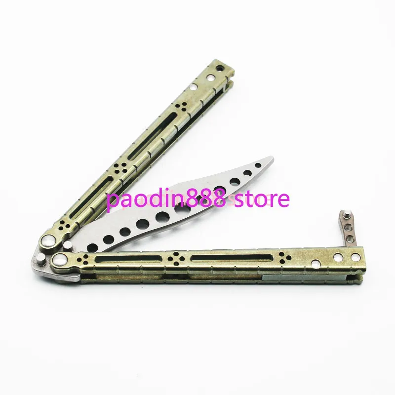 4Colors The One Basilisk HOM Butterfly Trainer Jilt Knife D2 Blade Titanium Handle Bushing System EDC Pocket Free-swinging knife |