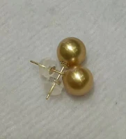 hot sell luxury noble jewelry natural genuine 9 10mm natural tahitian south sea gold pearl freshwater earring