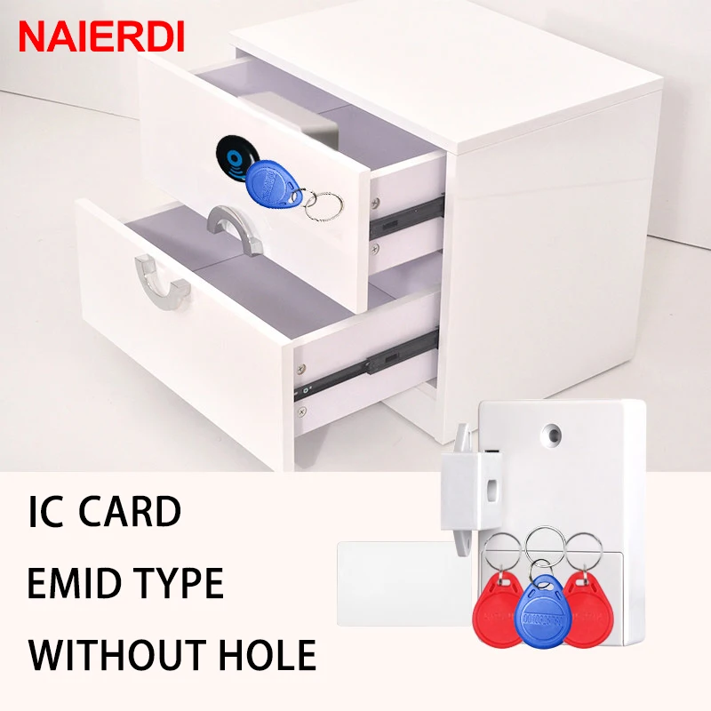 NAIERDI Digital Cabinet Intelligent Electronic Locks Invisible Sensor Lock EMID IC Card Drawer For Wardrobe Furniture Hardware |