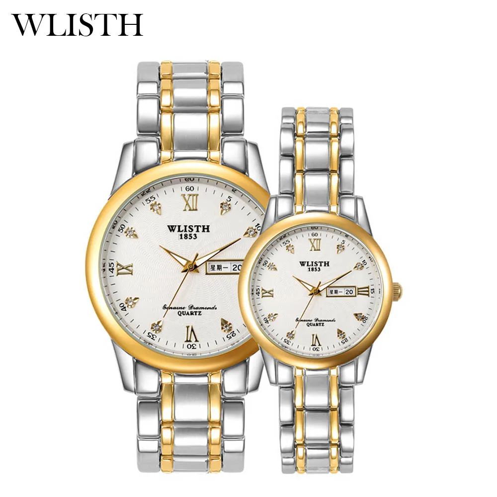WLISTH New Couple Watches Luxury Brand Women or Men Watches Quartz Date week Clock Wristwatches Female Waterproof Montre Femme