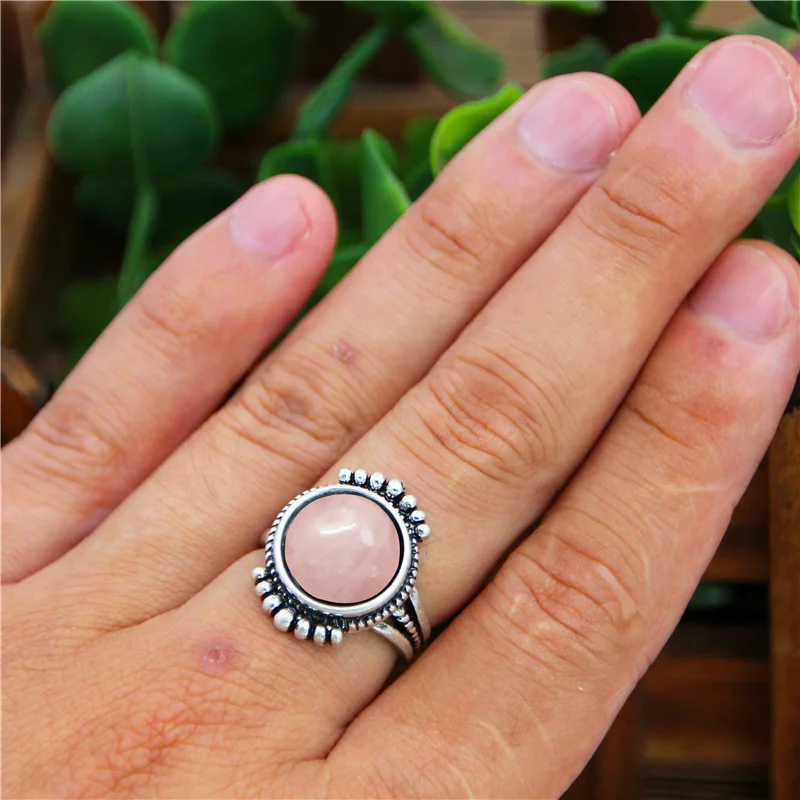 Round Quartz Rings For Women Irregular Natural Stone Tail Tiger Eye Lpais Antique Silver Plated Fashion Ring | Украшения и