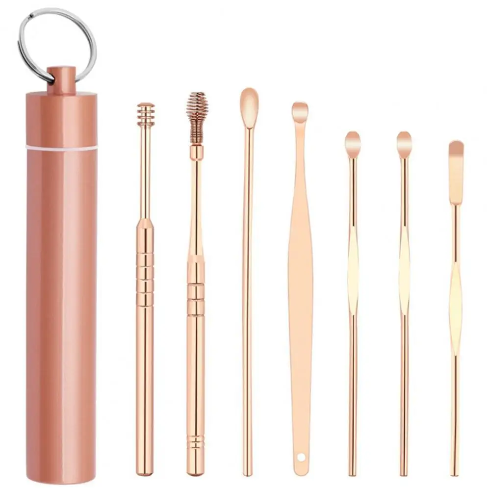 

7Pcs/set Ear Wax Pickers Stainless Steel Spiral Earpick Wax Remover Curette Ear Pick Cleaner Ear Spoon Care Ear Cleaning Tools
