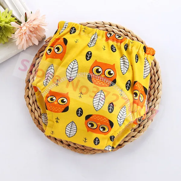 Yellow Owl Милые хлопковые тренировочные трусики для малышей, непромокаемые тканевые подгузники многоразовые подгузники, подгузники для малышей, нижнее белье для малышей, моющиеся зимние - Цвет: Yellow Owl