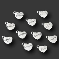 22pcs mixed silver plated hearted shaped tags dad mom brother sisters family pendants diy charms jewelry crafts making a2435