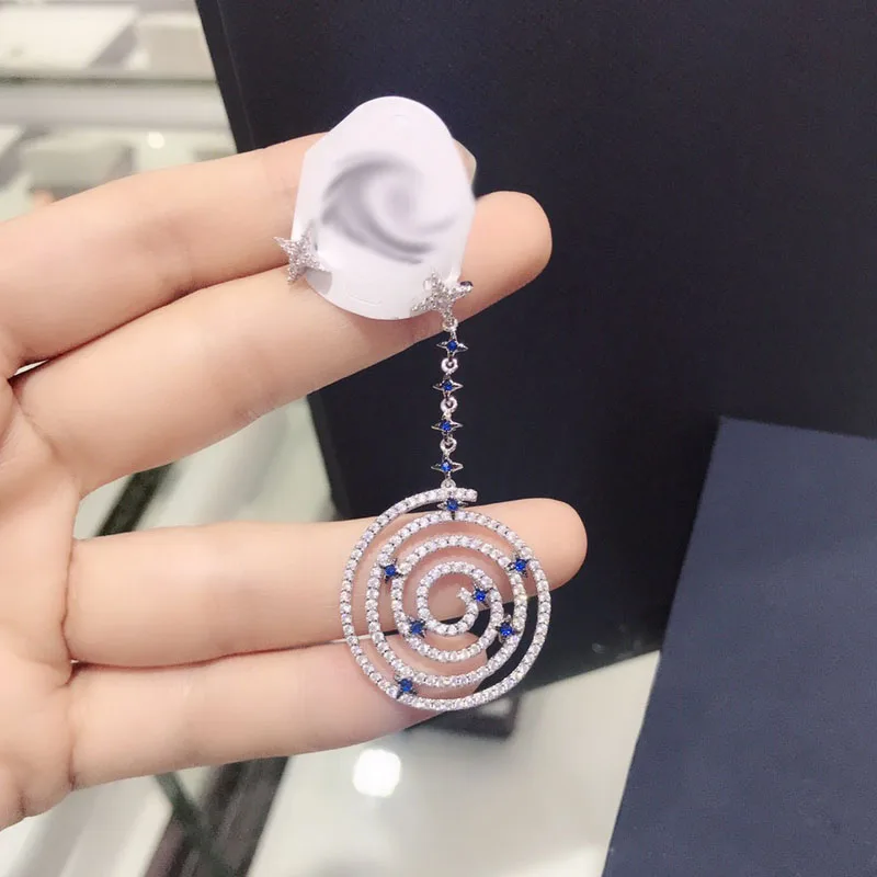 Earrings UMGODLY роскошный бренд спиральное колье с подвеской леденец серебристого цвета камни звезда Penant Женская мода Ювелирные изделия Новое поступление - Окраска металла: Earrings