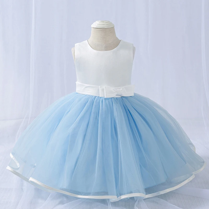 

Tulle Bow Christening Princess Toddler Birthday Party Kawaii Ball Gown Newborn Children Baptism Baby Girl Summer Dress 1 Year