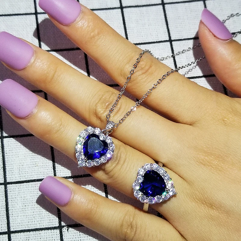 2 шт. набор 2021 новый роскошный синий Цвет сердце Дубай Свадебные украшения для