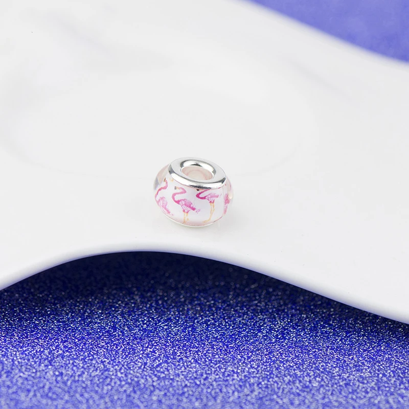 Подходит для оригинального браслета Pandora прекрасный Фламинго бусины амулеты Kawaii