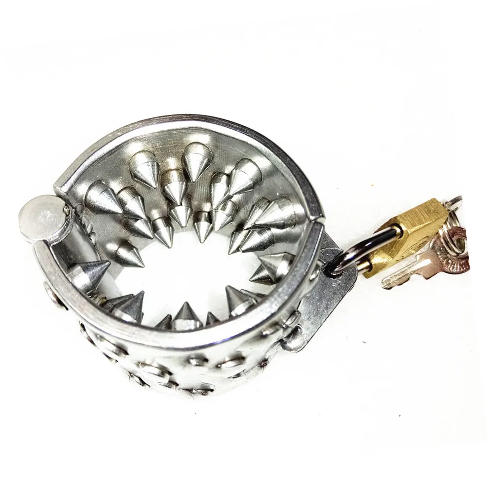 БДСМ шар для пениса из нержавеющей стали растягивающее кольцо с шипами мошонки