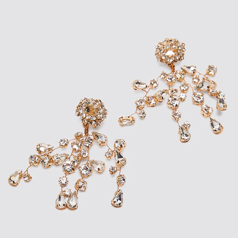 Женские серьги-подвески ZA золотистые металлические серьги в форме ветки дерева