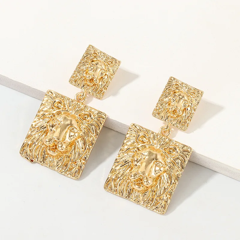 Женские винтажные серьги подвески золотого цвета в стиле панк металлические