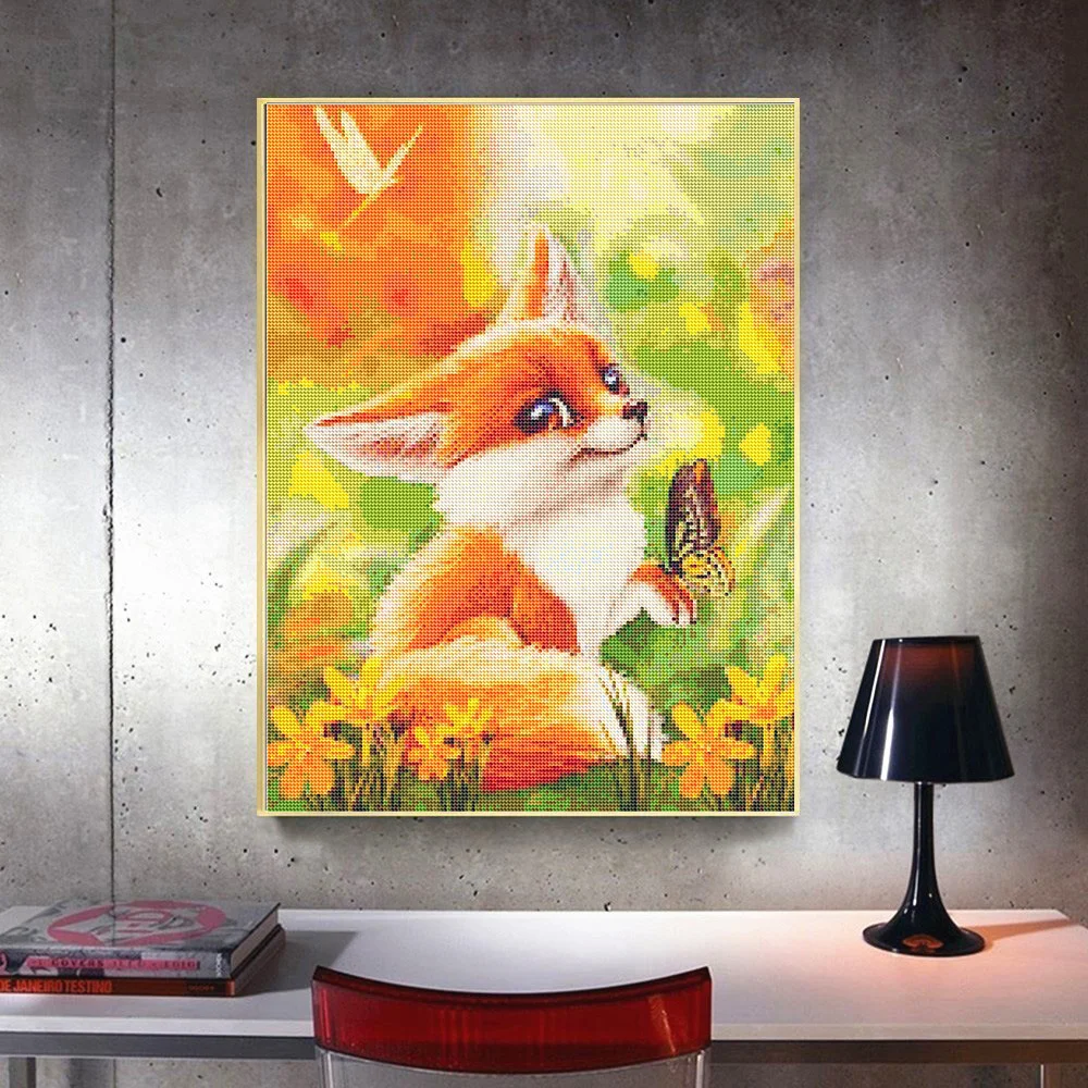 Алмазная вышивка сделай сам с изображением милой лисы животные из серии алмазная