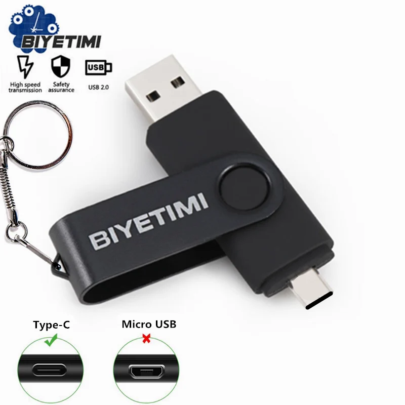 Флешка Biyetimi USB stick 128 ГБ Type-C 3,0, флэш-накопитель 64 ГБ ...