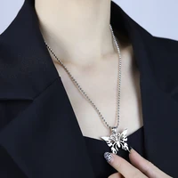 fashion stainless steel butterfly pendant necklace goth jewelry men women punk necklace commemorate costume jewelry