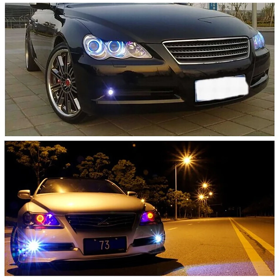GEETANS 2PCS Car Led Lens Fog Light Eye Refit Fish Lamp Hawk Eagle + Daytime Running Lights 12v Automobile DRL White CJ | Автомобили и