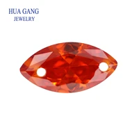 loose cz stone double holes aaaaa marquise shape orange cubic zirconia stone for jewerly making size 4x8 10x20mm high quality