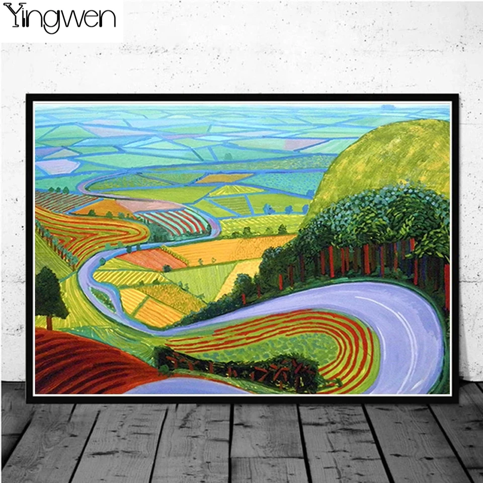 

David Hockney Garrowby Hill 5D DIY Diamond Painting Landscape Embroidery Posters And Prints Wall Art Picture Mosaic Home Decor
