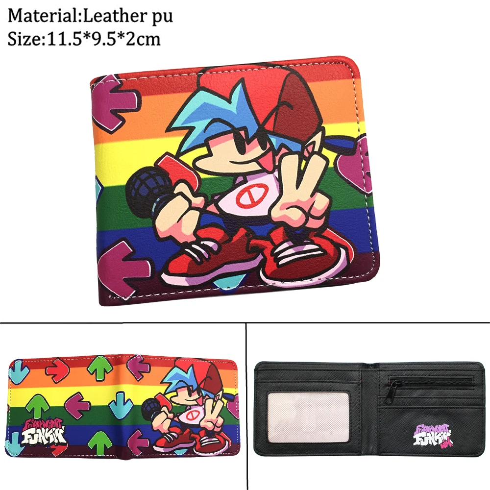 

Game Friday Night Funkin PU Wallet Cartoon Bifold Student Photo Card Holder Layers Coin Pocket Leather Unisex Short Purses Gift