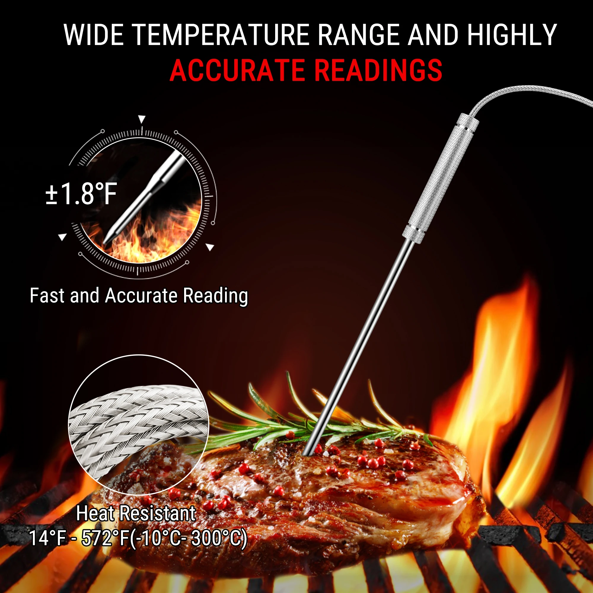 ThermoPro TP27C 4 Probes Digital Kitchen Cooking Thermometer For Meat Backlight BBQ Grilling Oven Meat Thermometer With Timer enlarge