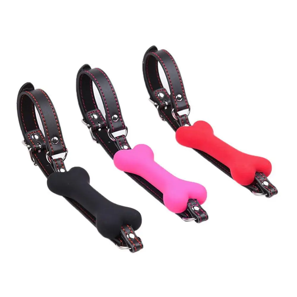 Милая твердая кожа жгут рот силиконовая кость для собак мяч кляп 20 мм БДСМ