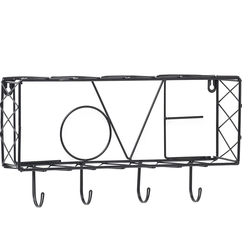 

Free punch creative wall rack wall hanging living room bedroom wall hanging basket with hook storage rack WF106