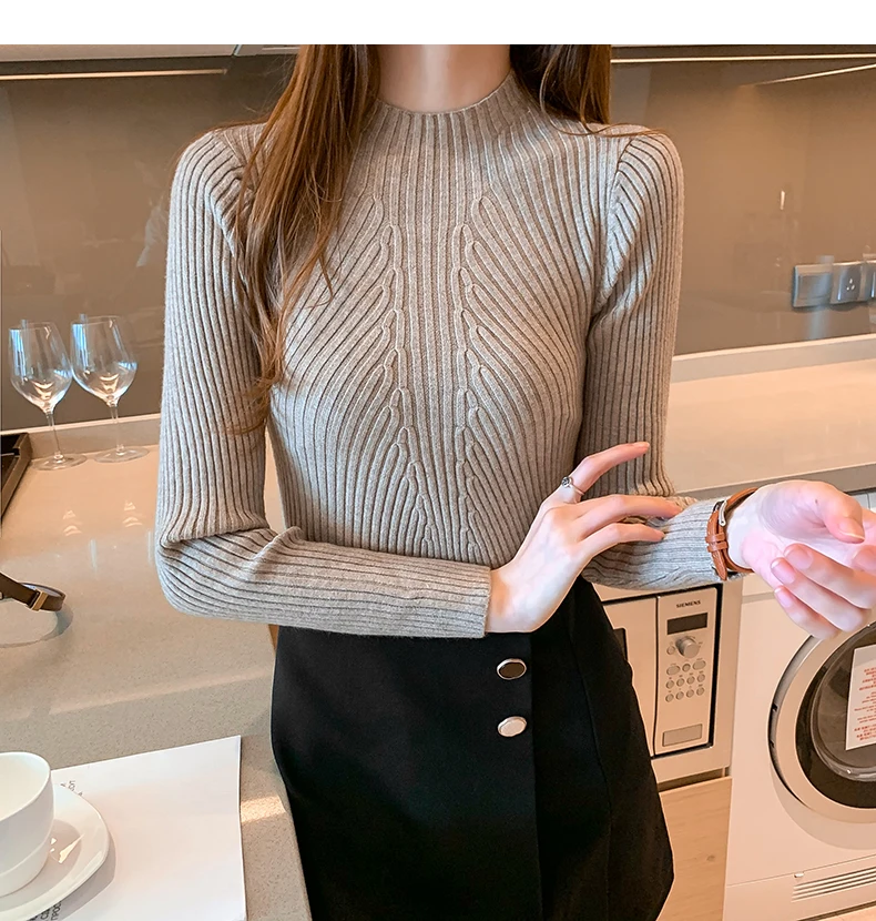 Свитер с высоким воротником женские пуловеры зимние мягкие теплые топы осенние