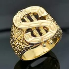Классическое кольцо с изображением знака доллара США в уличном стиле золотого цвета в стиле хип-хоп кольцо для диджея рэпперса мужские персональные US Dollar Signets кольца ювелирные изделия