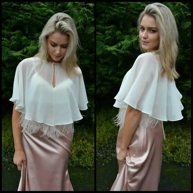 

Женская шифоновая накидка-болеро цвета слоновой кости