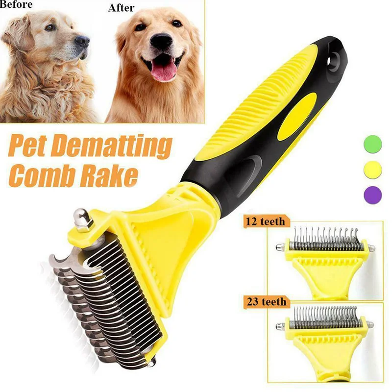 

Hot 3-in-1 Pet Dog Cat Dematting Groom Deshedding Tool Hair Comb Brush Rake Best Price