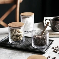 moisture proof sealed glass jar spice seasoning box with wooden lid transparent candy jar food storage container home decoration