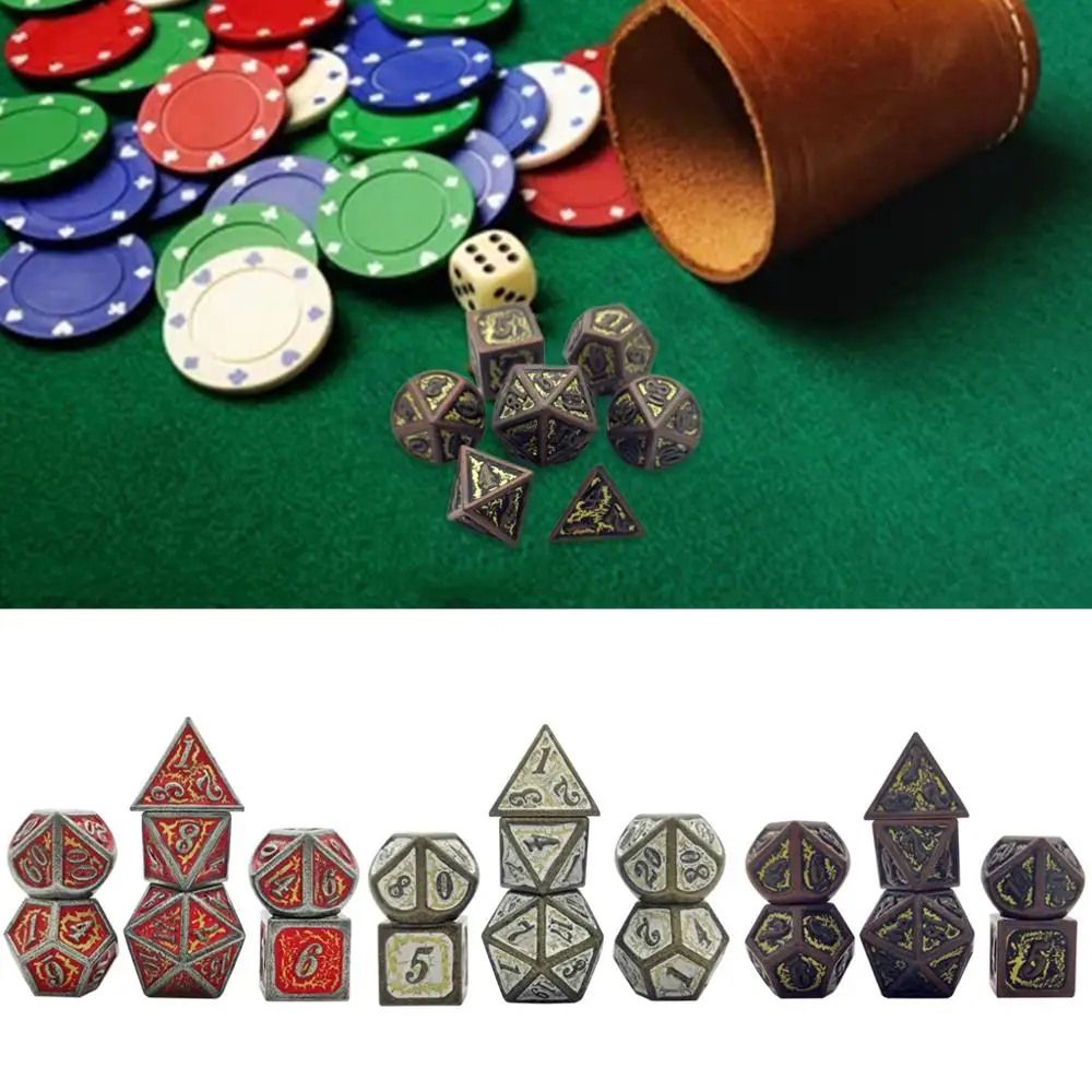 Фирменная Новинка Высокое качество 7 шт. Deluxe металлические игральные кубики
