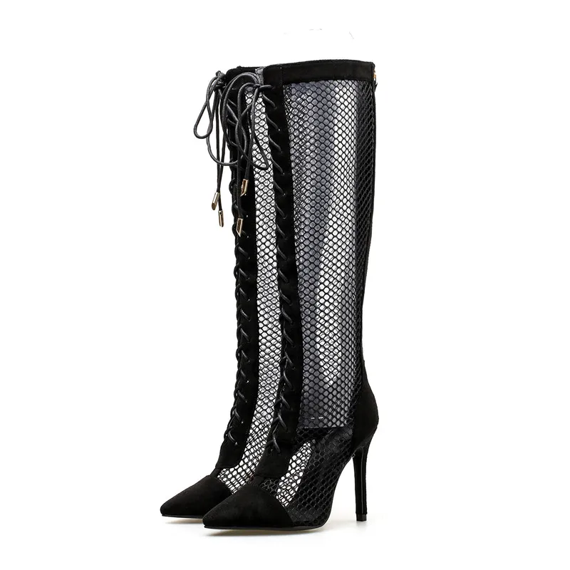 

Hjwsfdcai Fashion Sexy Women Long Boots Pointed Toe Hollow Out Ladies Street Style High Heel Shoes Female Walking Chaussures New