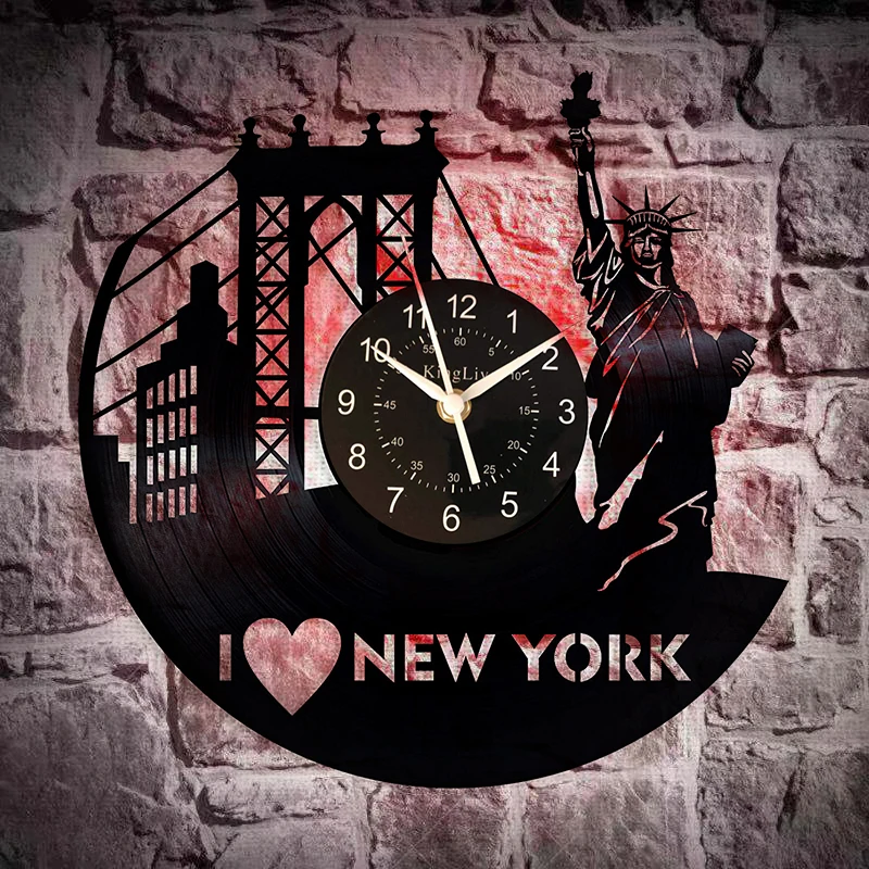 Виниловая запись настенные часы 3D нью йорк статуя свободы художественный