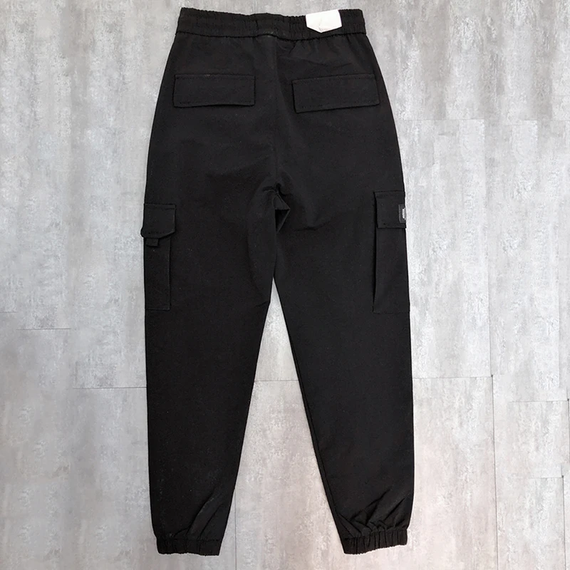 

2019 Men Summer Distressed Pencil Pants Ankle-Length Casual Solid Harem Pants Black Khaki Mid Elastic Waist Slim Street Trousers