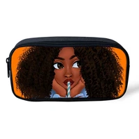 fashion kids pencil bags black african girls pattern girls travel cosmetic bags afro arts design students pen bags