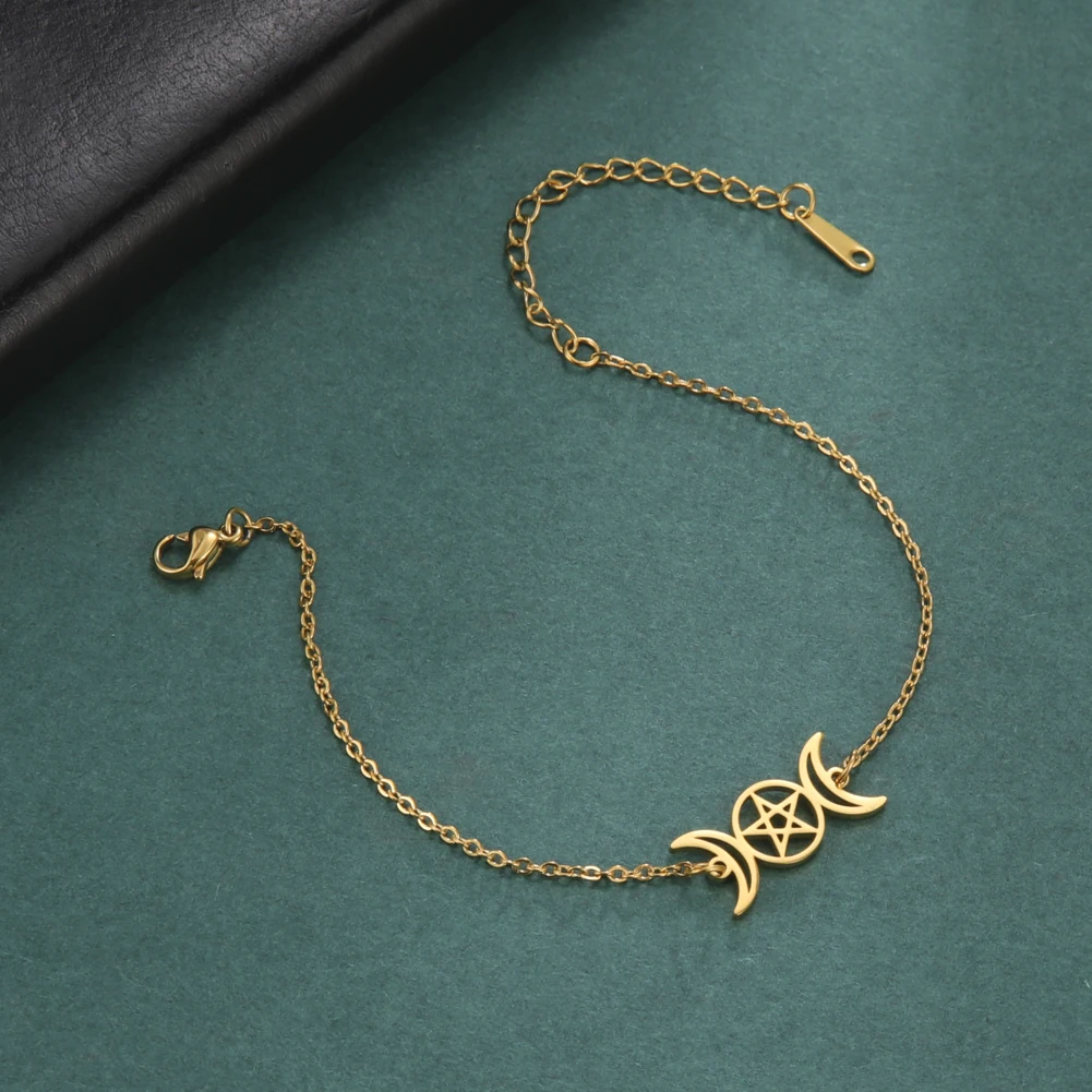 Skyrim браслеты богини на руку для женщин пентаграмма из нержавеющей стали Moon Wicca