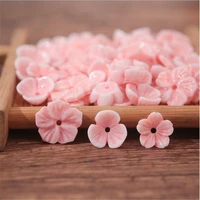 50pcslot new pink flower resin beads for diy hair clip jewelry making accessories imitation shell loose beads with hole