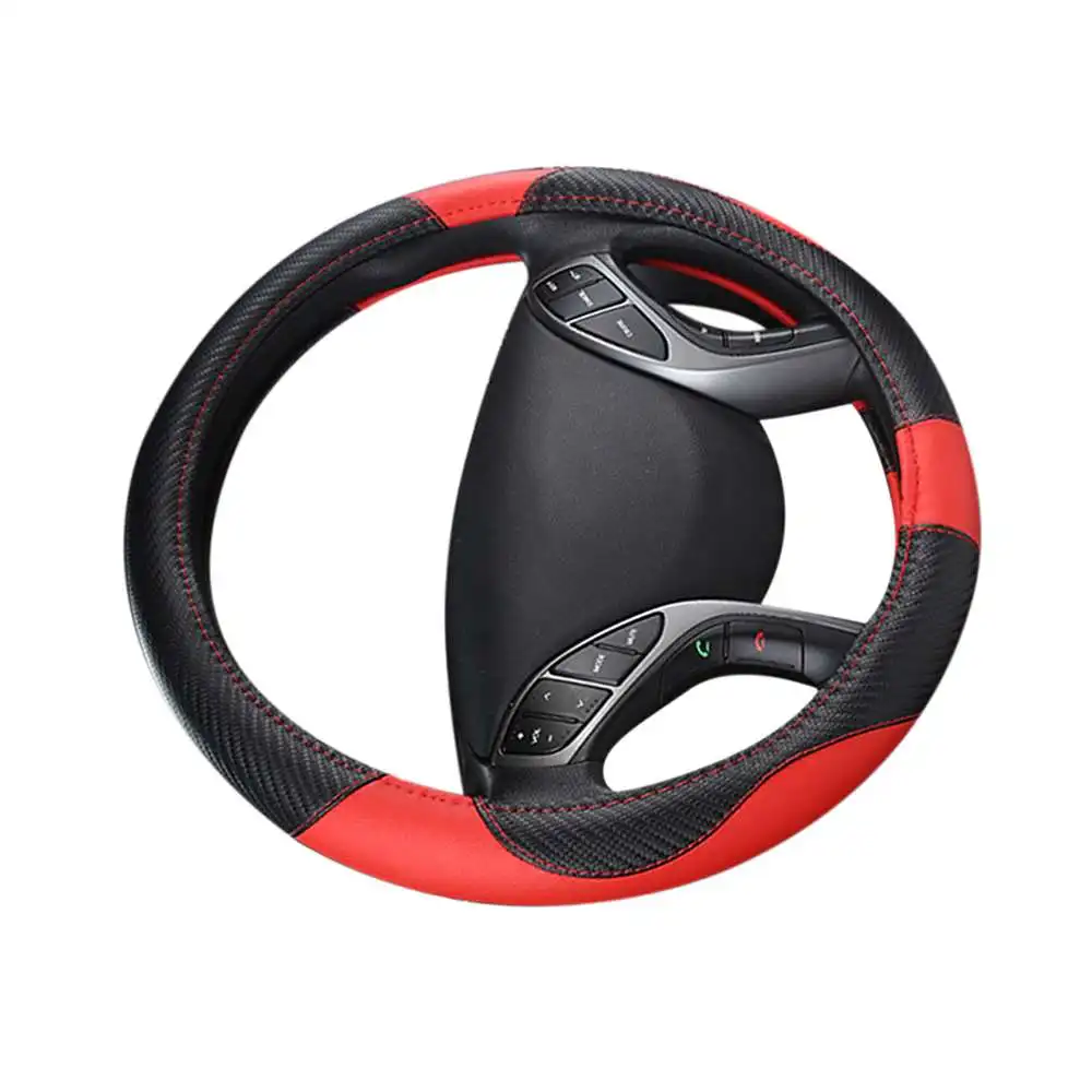 

Non-slip Car Steering Wheel Cover Breathable Anti Slip PU Leather Steering Covers Suitable 37-38cm Auto Interior