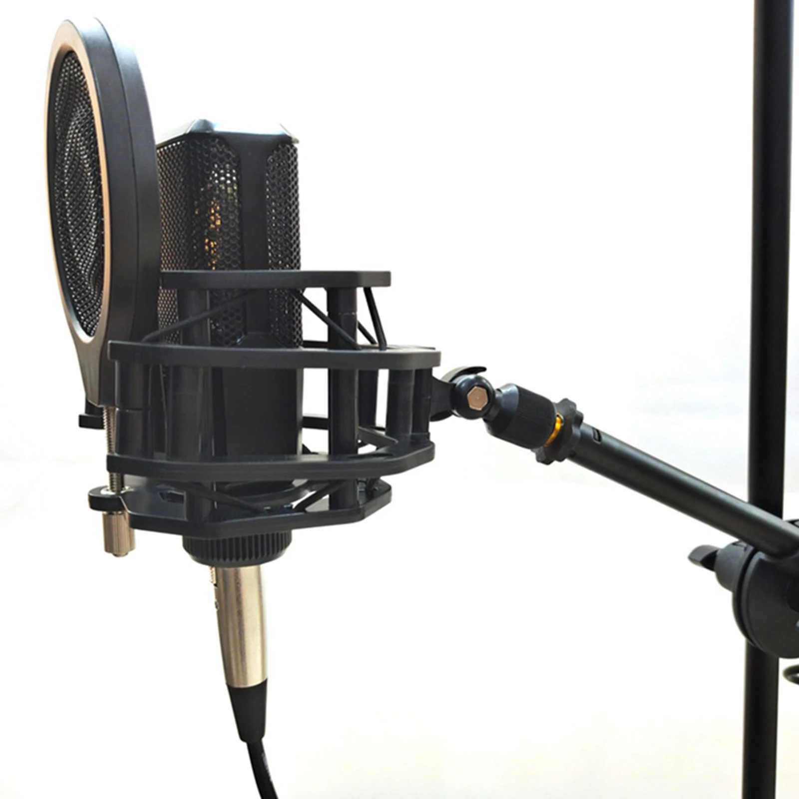 

Adjustable Microphone Shock Mount with Filter for Broadcasting Recording, Fit 3/8" 5/8" threads Arms