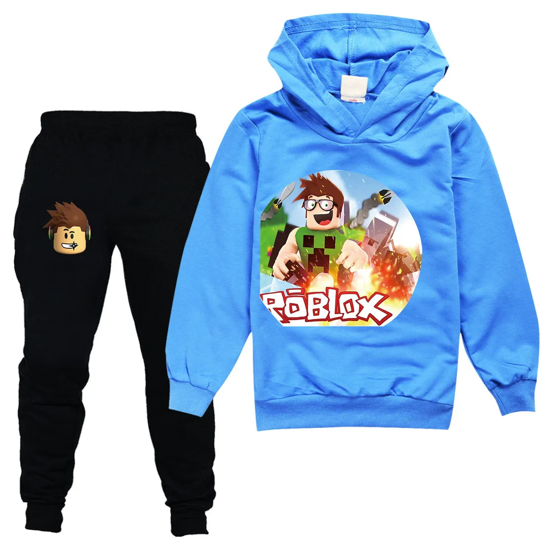 

2-15Years Robloxing Cartoons Clothing Set Hoodie and Pants Set Toddler Boys Clothing Kids Tracksuit spring fall Sportsuit Outfit