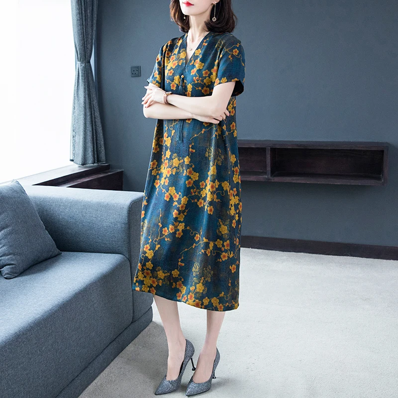 Новинка 2020 летнее платье для женщин повседневное винтажное шелковое миди