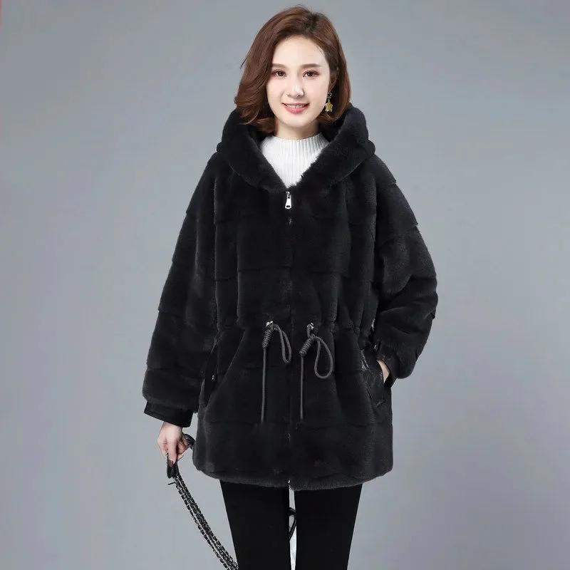 Зимнее женское норки имитация пальто из искусственного меха Новинка 2021