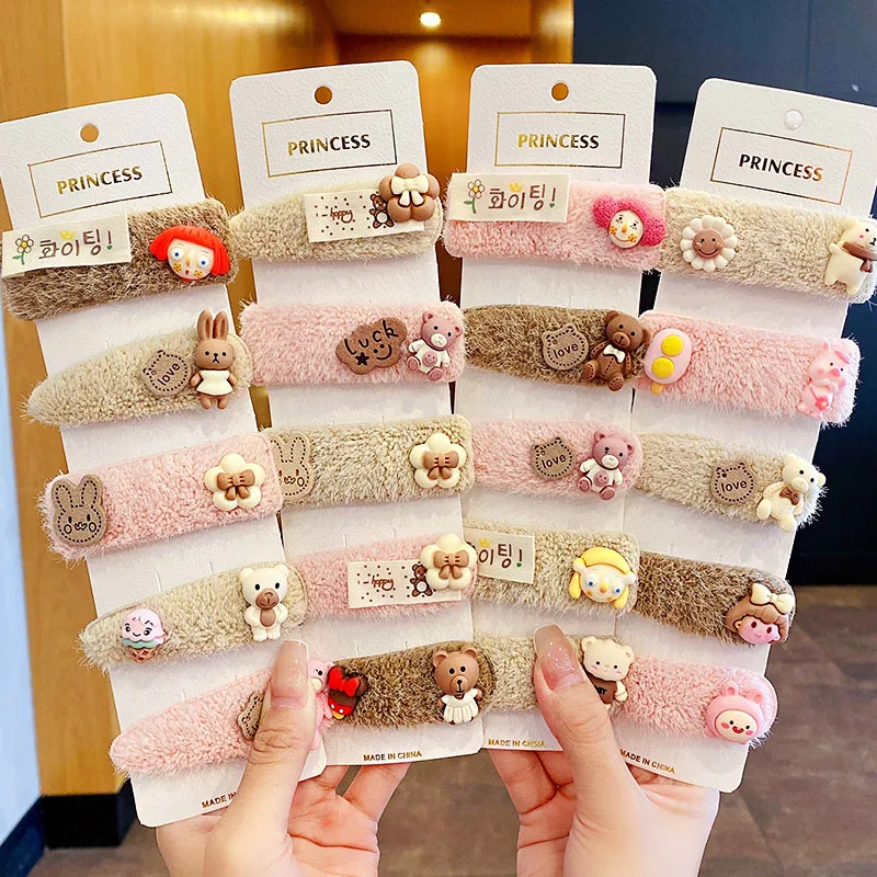 

3PCS/Set New Girls Cute Cartoon Plush Hairpins Children Lovely Hair Decorate barrettes Kids Hair Clips Fashion Hair accessories