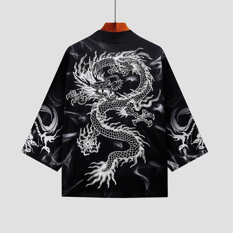 

Men Clothing 2021 New Summer Japanese Kimono Three-quarter Sleeves Open Lining Thin Cloak Jacket Camisas Para Hombre