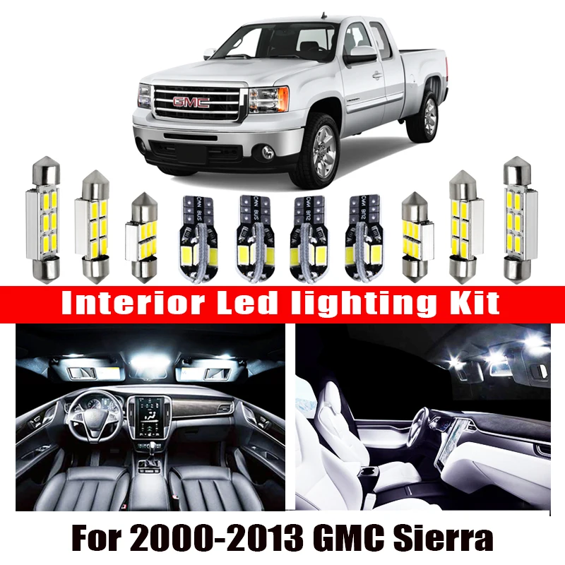 Для 2000 2013 GMC Sierra белые автомобильные аксессуары Canbus без ошибок светодиодный